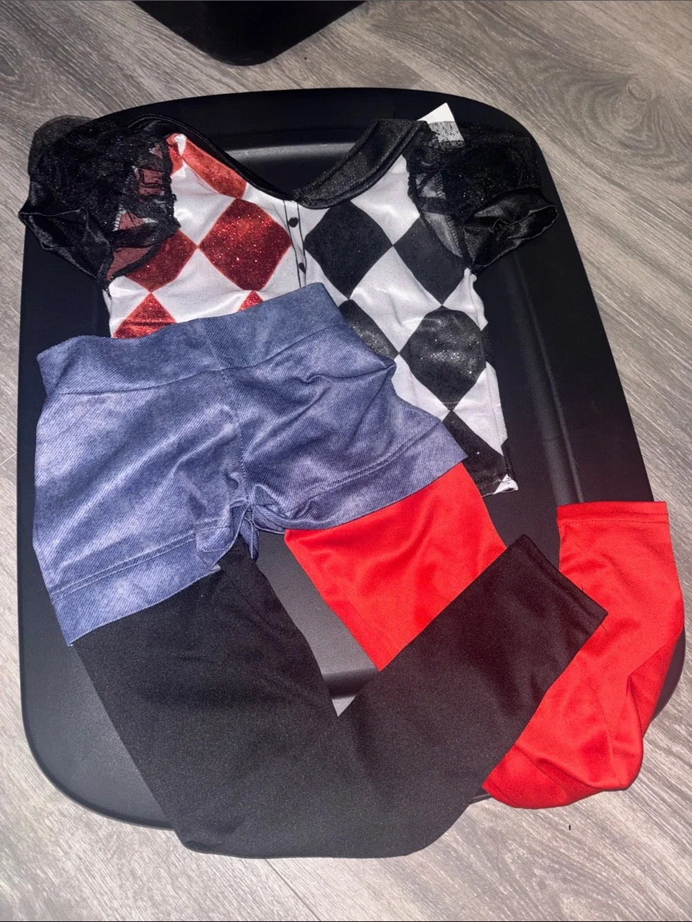 Kids Red and Black Colorblock Leggings - Unbranded
